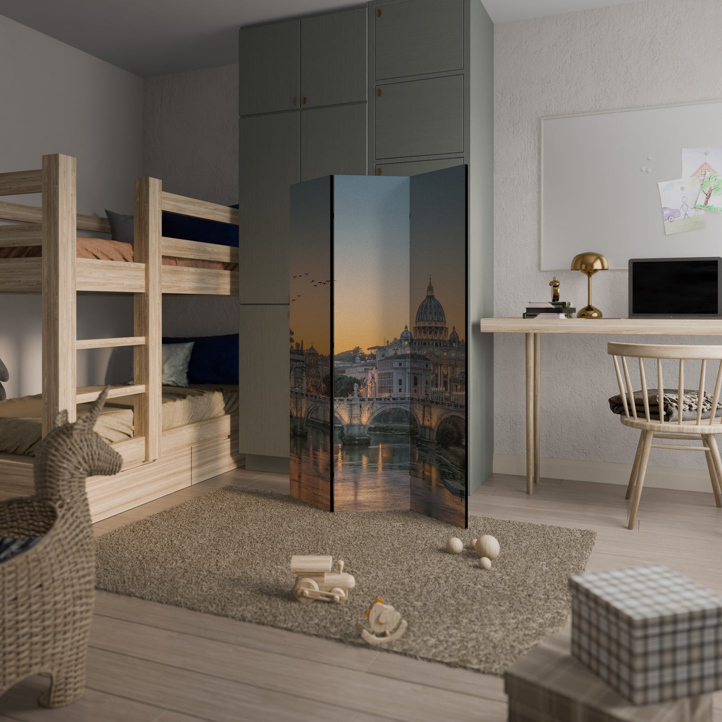 RIFLESSI DI ROMA Divisorio decorativo per ambienti a 3 pannelli