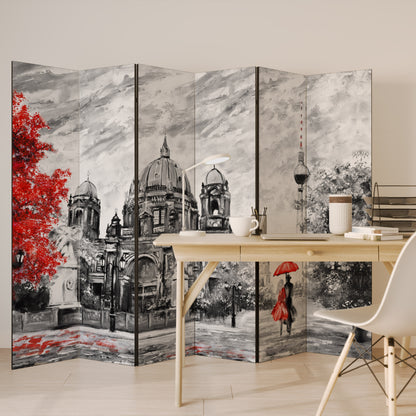 RED LEAVES EMBRACE - Divisorio decorativo per ambienti a 6 pannelli