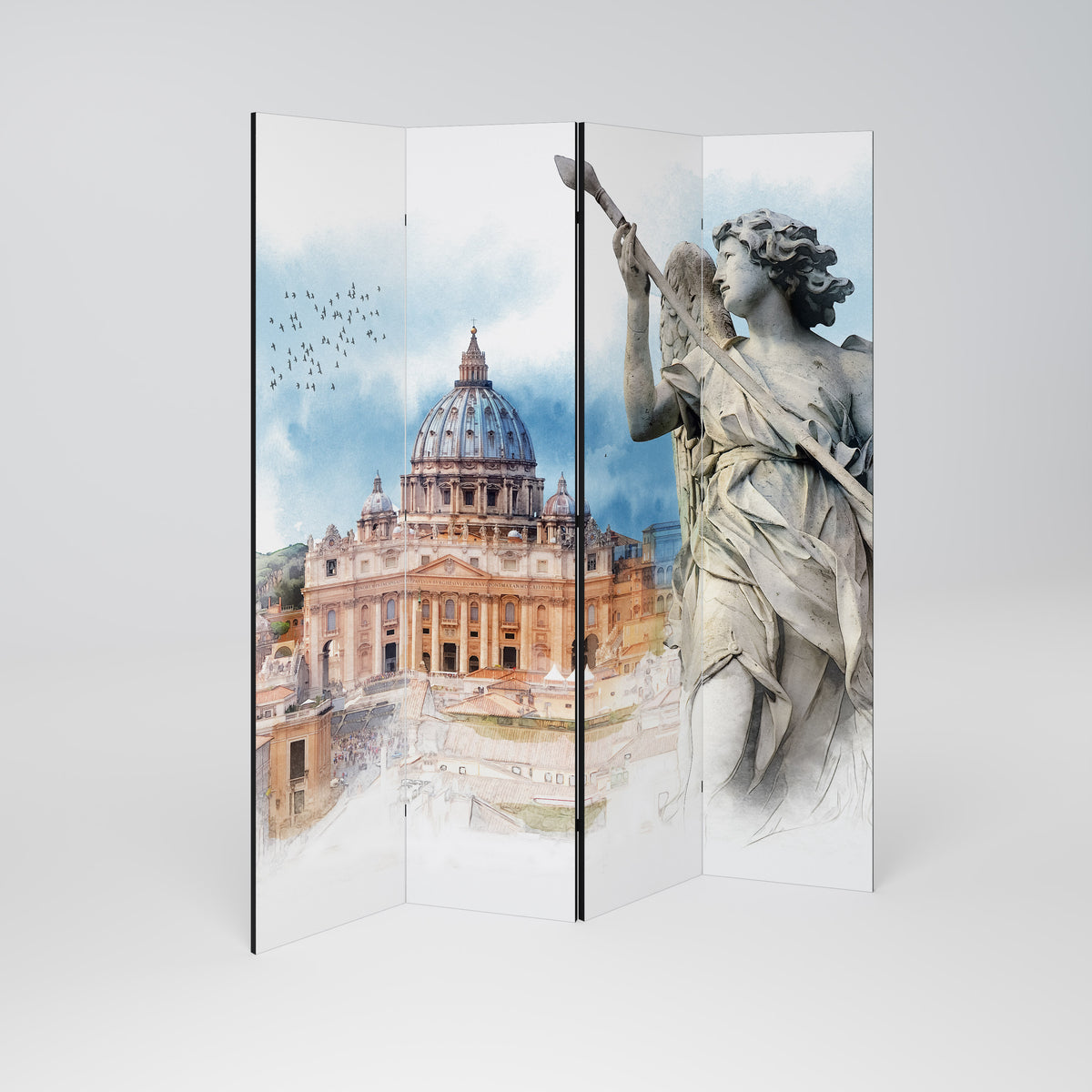 MYSTICAL CITYSCAPE RELIC Paravento Decorativo a 4 Pannelli
