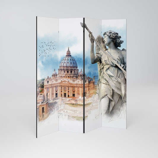 MYSTICAL CITYSCAPE RELIC - Divisorio decorativo per ambienti a 4 pannelli