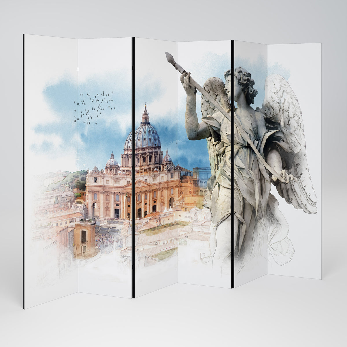MYSTICAL CITYSCAPE RELIC Decorative 6-Panel Room Divider