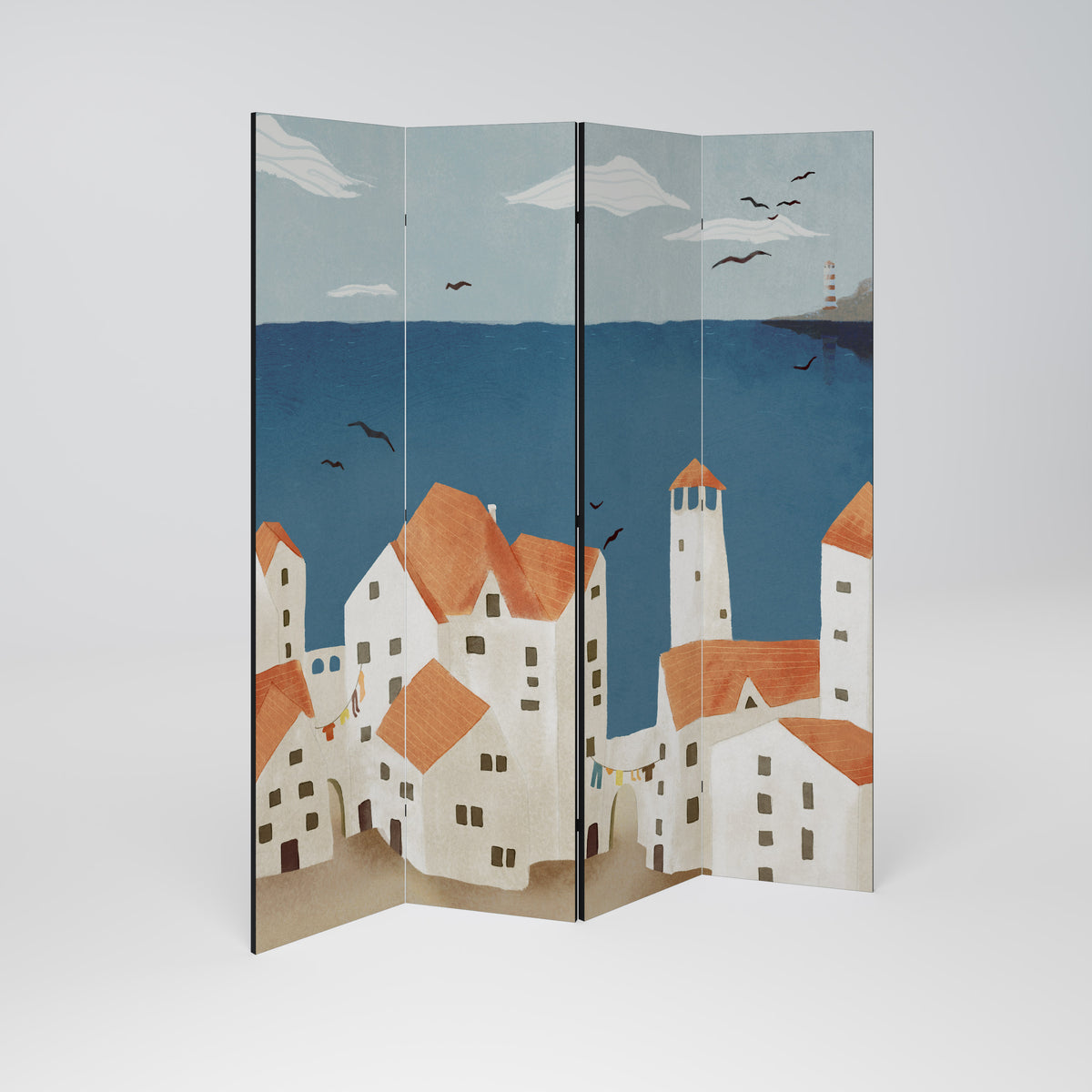 COASTLAND VILLAGE Decorative 4-Panel Room Divider