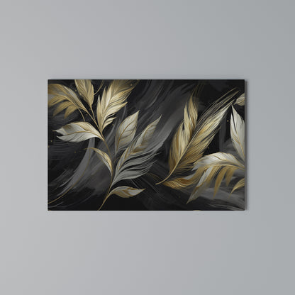 MYSTIC GOLD LEAVES Horizontal Canvas Print