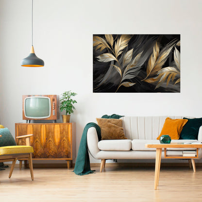 Poster orizzontale staccabile e attaccabile FOGLIE D'ORO MISTICO