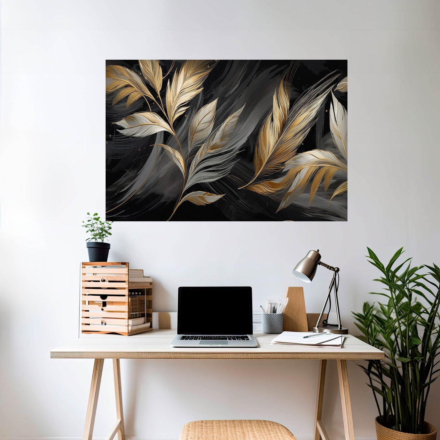 Poster orizzontale staccabile e attaccabile FOGLIE D'ORO MISTICO