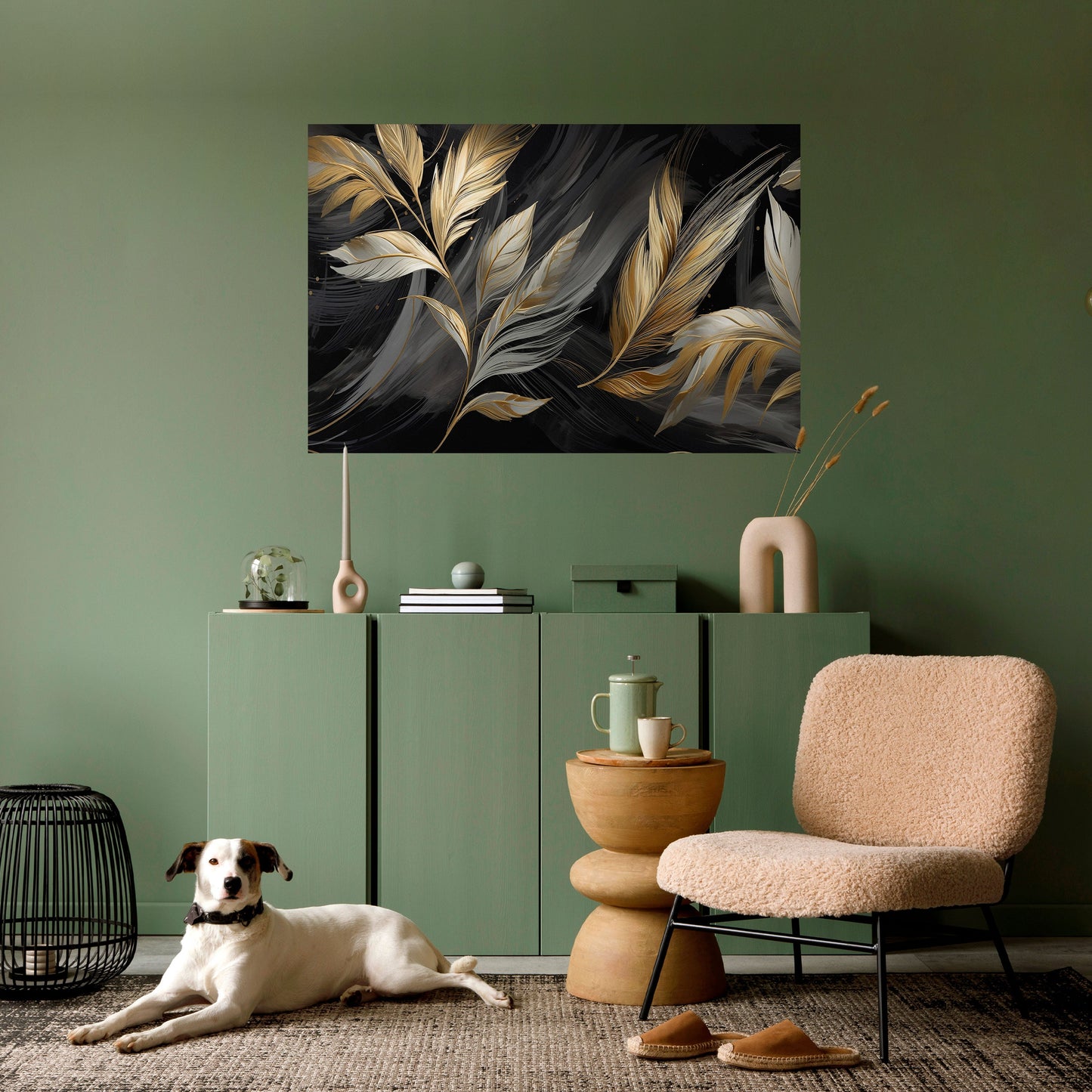 Poster orizzontale staccabile e attaccabile FOGLIE D'ORO MISTICO