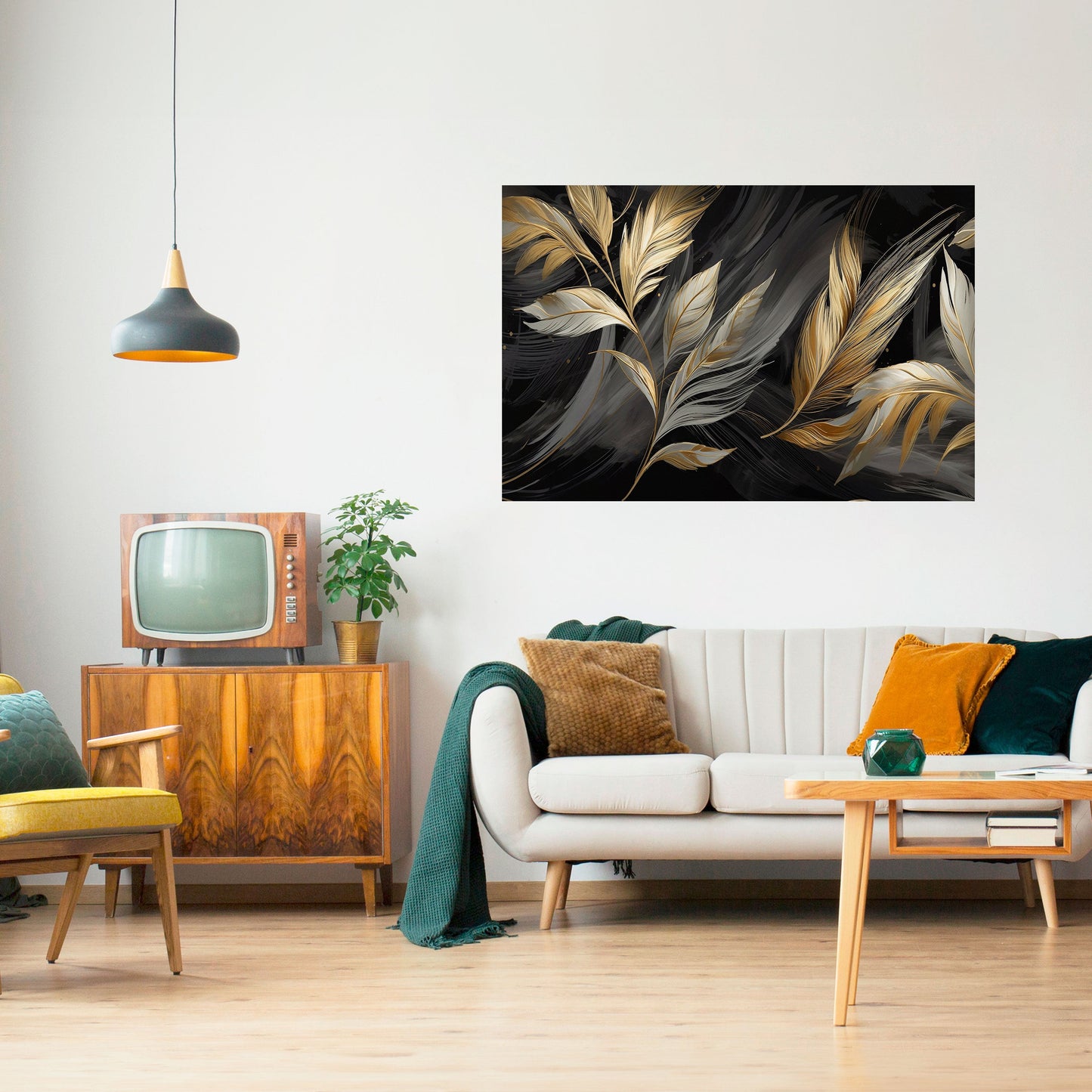 Poster orizzontale staccabile e attaccabile FOGLIE D'ORO MISTICO