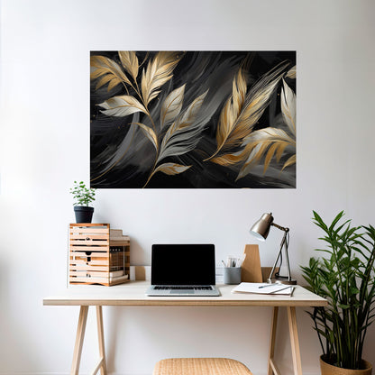 Poster orizzontale staccabile e attaccabile FOGLIE D'ORO MISTICO