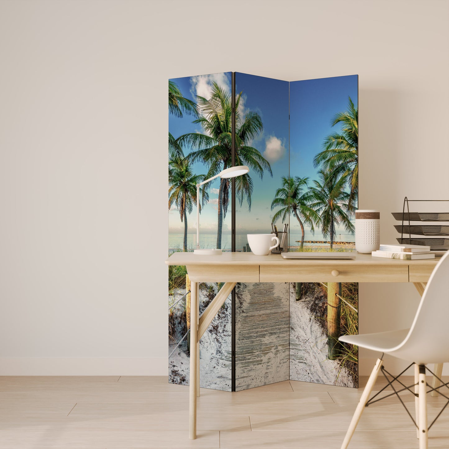 Divisorio decorativo per ambienti a 3 pannelli BREEZY COASTAL RETREAT