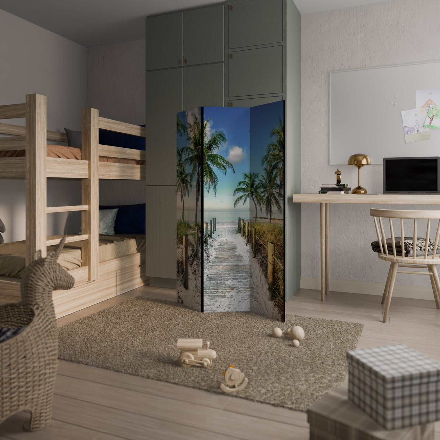 Divisorio decorativo per ambienti a 3 pannelli BREEZY COASTAL RETREAT