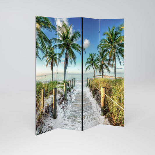 Divisorio decorativo per ambienti a 4 pannelli BREEZY COASTAL RETREAT