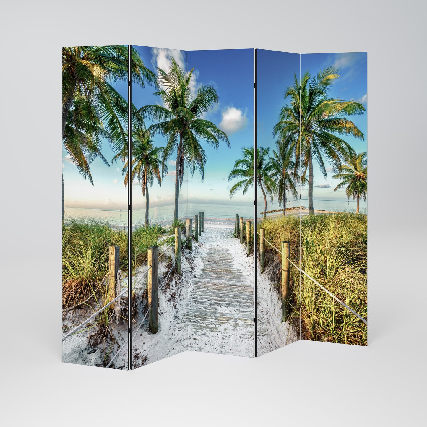 Divisorio decorativo per ambienti a 5 pannelli BREEZY COASTAL RETREAT