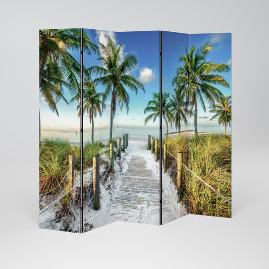 Divisorio decorativo per ambienti a 5 pannelli BREEZY COASTAL RETREAT