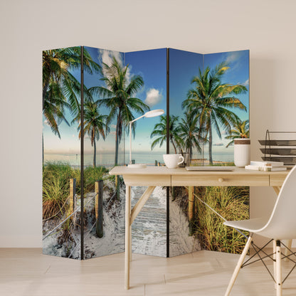 Divisorio decorativo per ambienti a 5 pannelli BREEZY COASTAL RETREAT