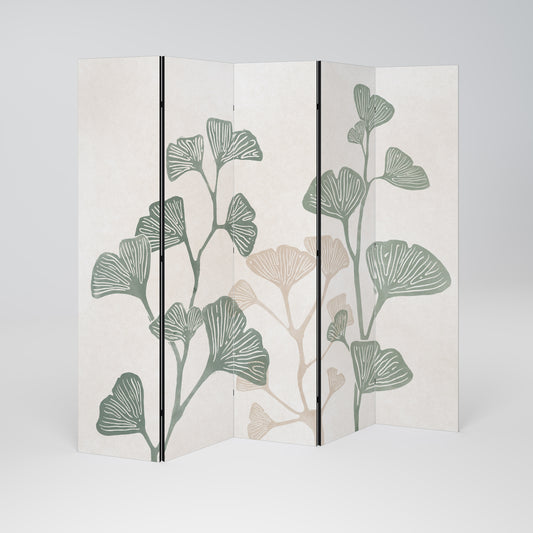 Divisorio decorativo per ambienti a 5 pannelli THE GOST OF GINKGO