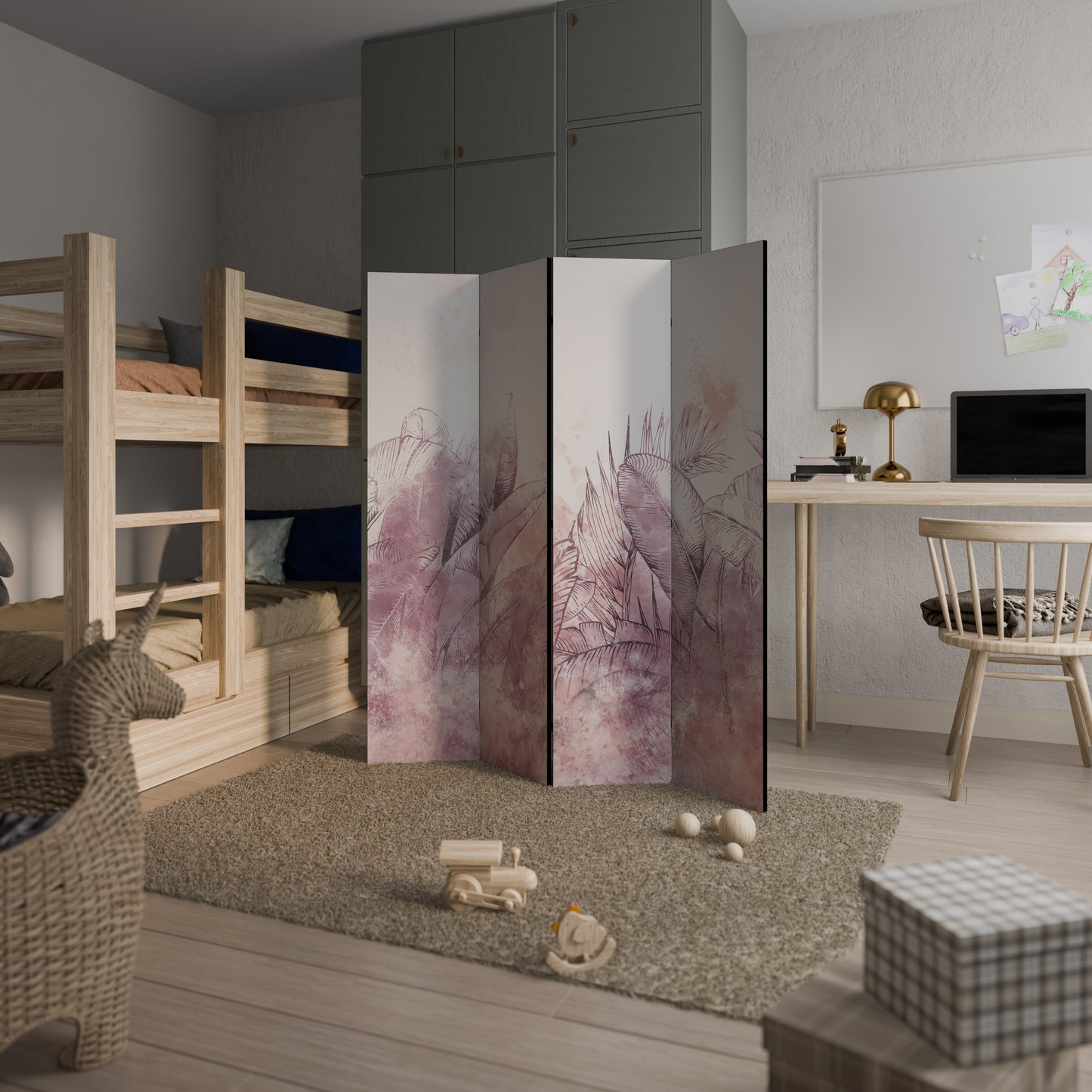 Divisorio decorativo per ambienti a 4 pannelli TROPICAL GLAM