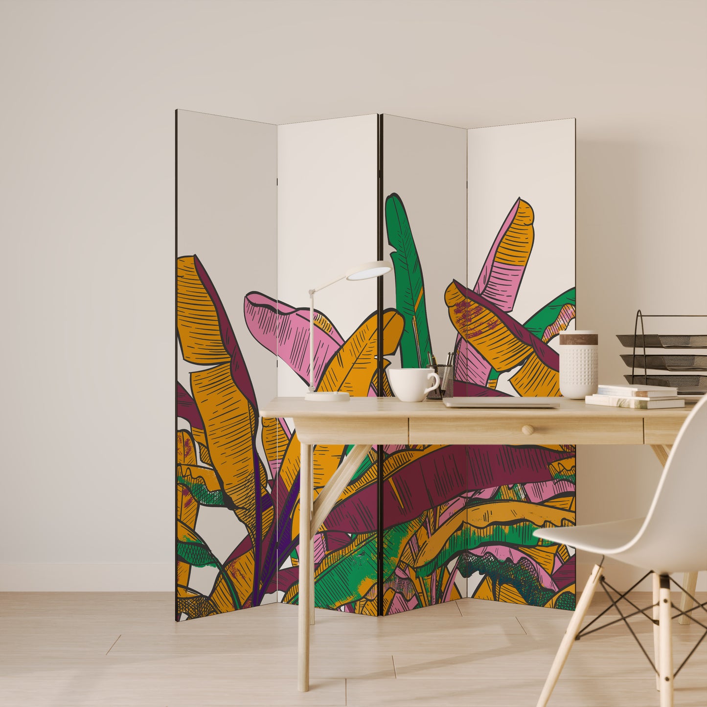 Divisorio decorativo per ambienti a 4 pannelli TROPICAL GLOW