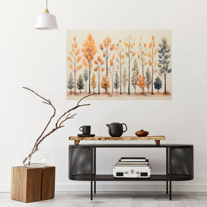 Poster orizzontale staccabile e attaccabile "FORESTA AUTUNNALE"