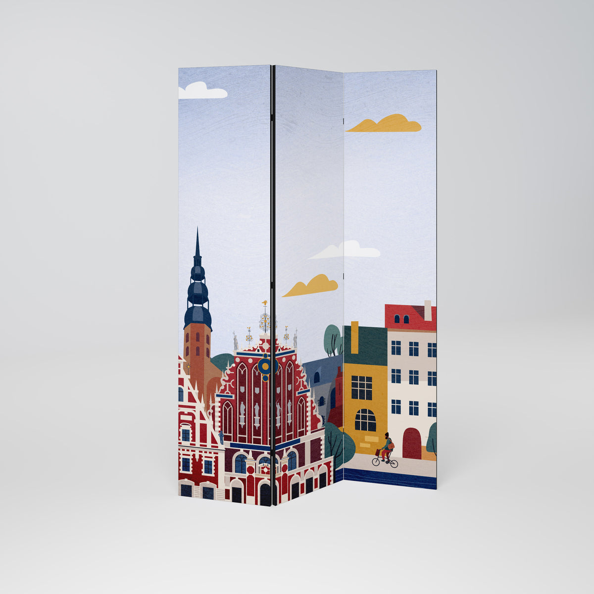 MEMORY OF RIGA Decorative 3-Panel Room Divider