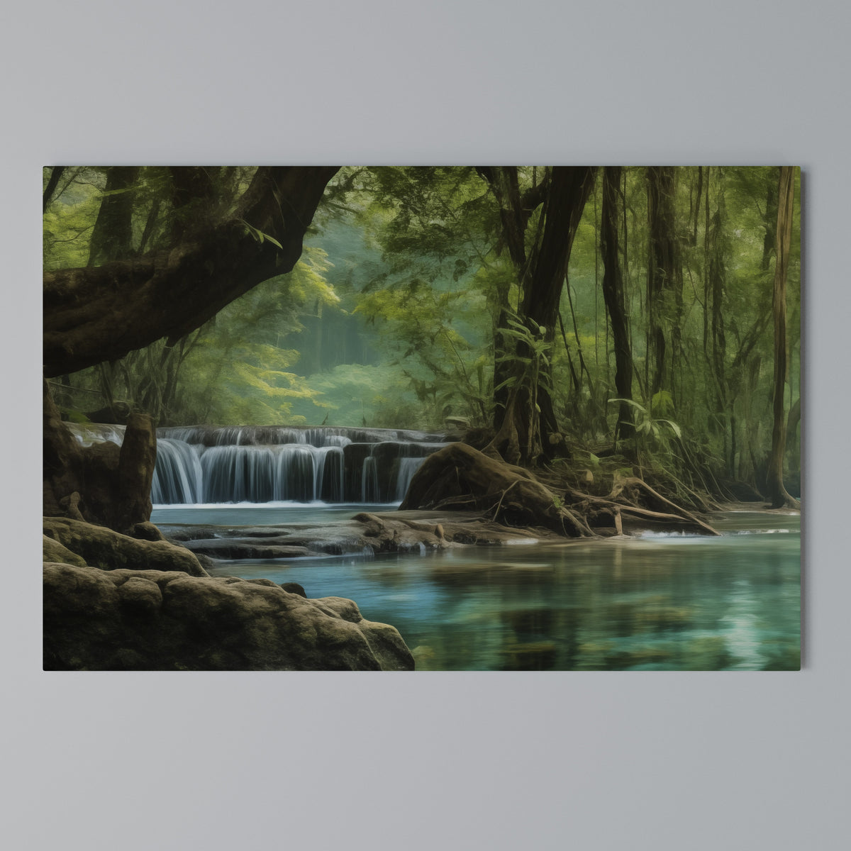 TRANQUIL WATERFALL ESCAPE Stampa su tela orizzontale