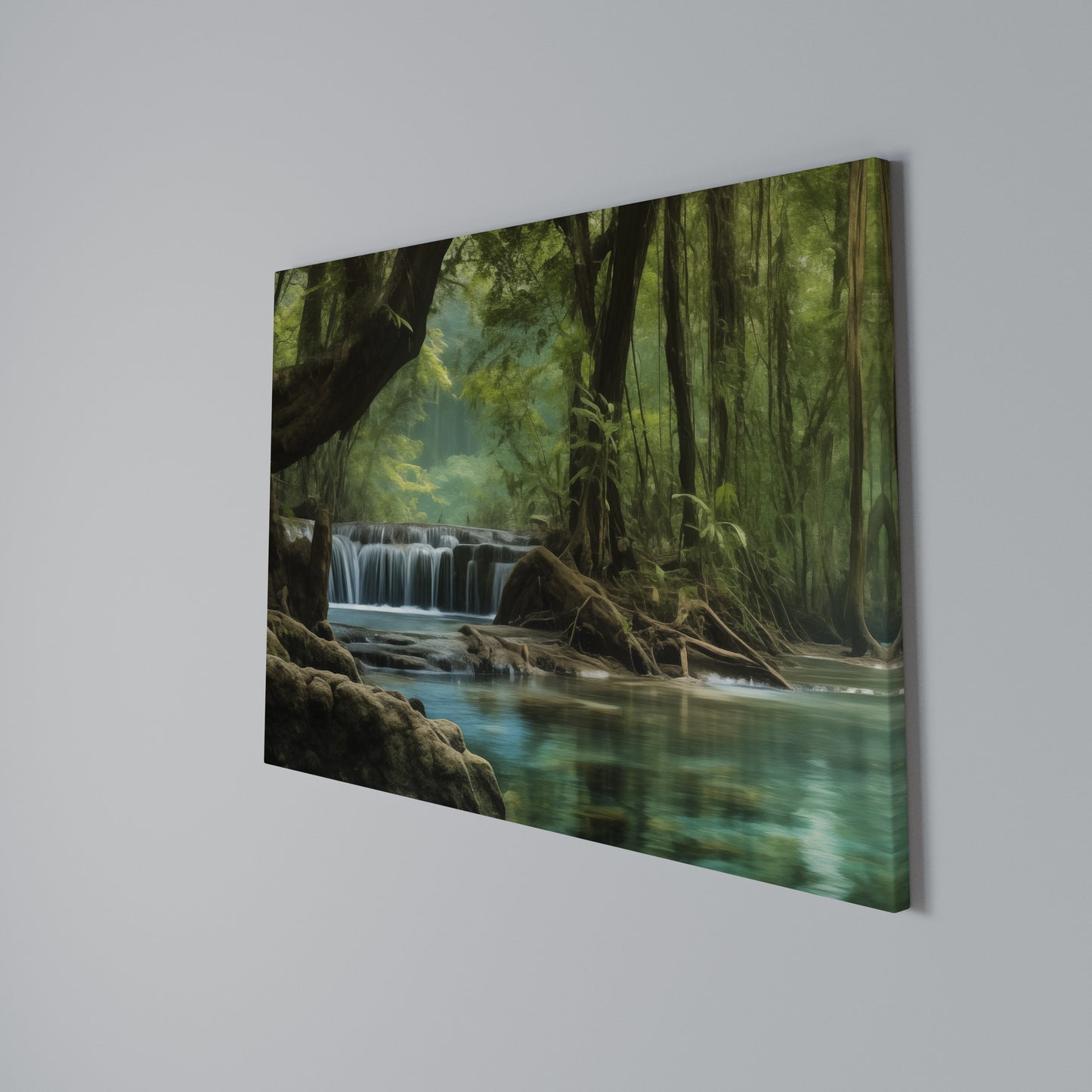 TRANQUIL WATERFALL ESCAPE Stampa su tela orizzontale