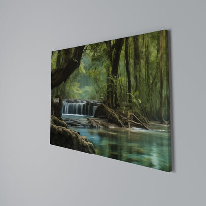 TRANQUIL WATERFALL ESCAPE Stampa su tela orizzontale