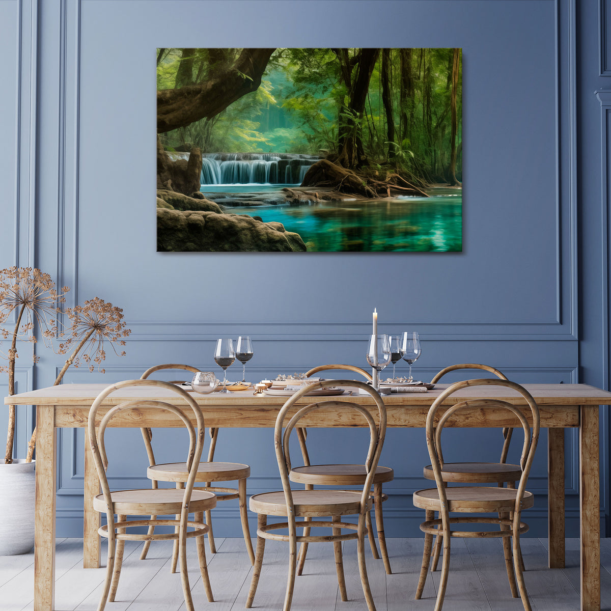 TRANQUIL WATERFALL ESCAPE Stampa su tela orizzontale