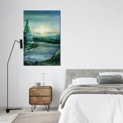 FOREST SUNSET Vertical Canvas Print
