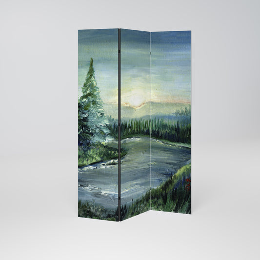 Divisorio decorativo per ambienti a 3 pannelli FOREST SUNSET