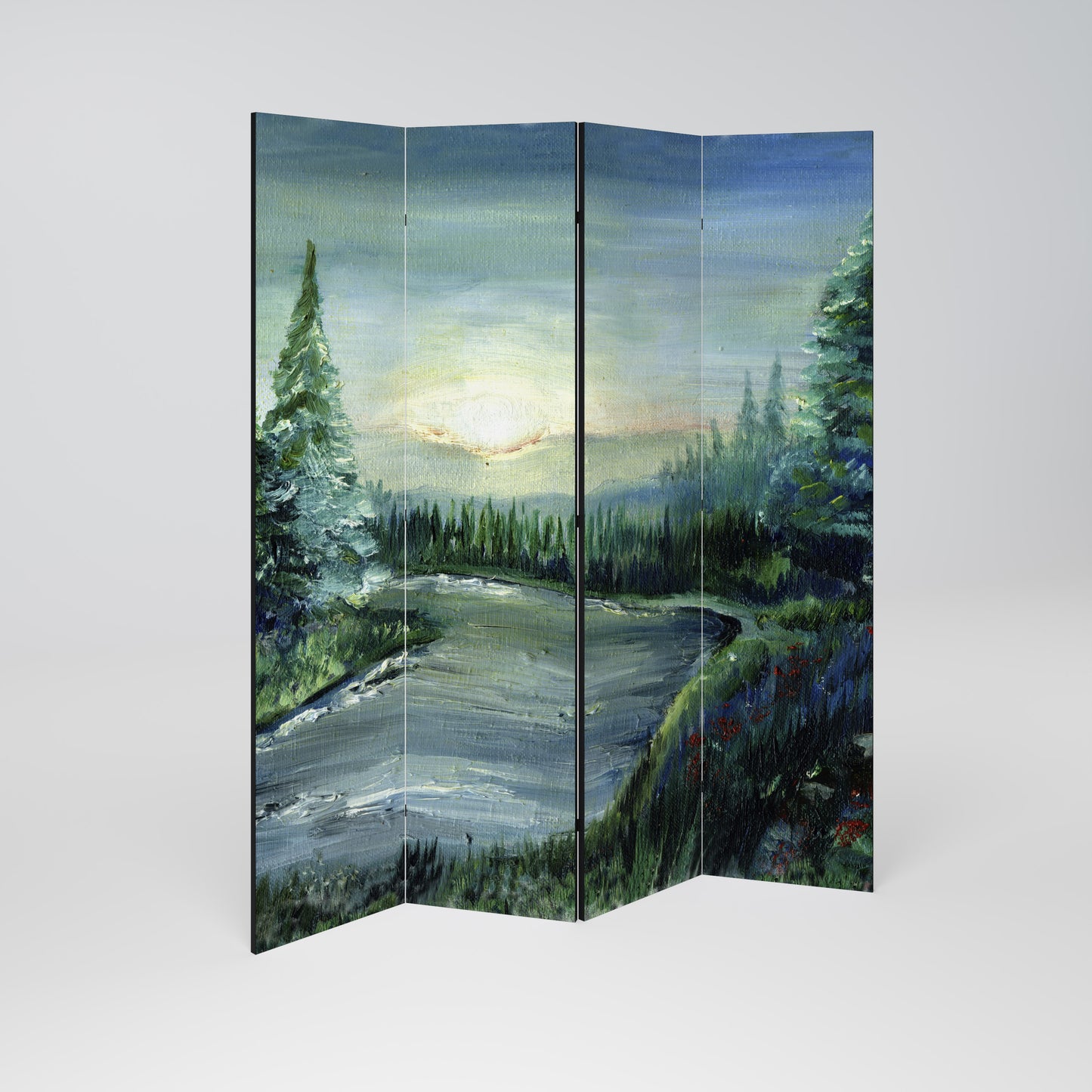 Divisorio decorativo per ambienti a 4 pannelli FOREST SUNSET