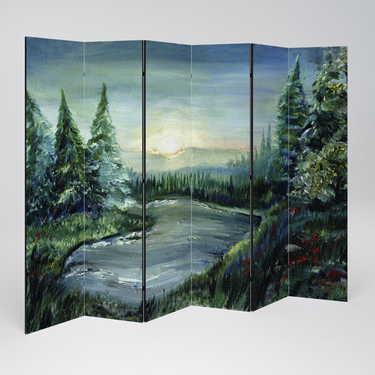 Divisorio decorativo per ambienti a 6 pannelli FOREST SUNSET