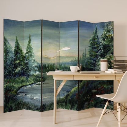 Divisorio decorativo per ambienti a 6 pannelli FOREST SUNSET