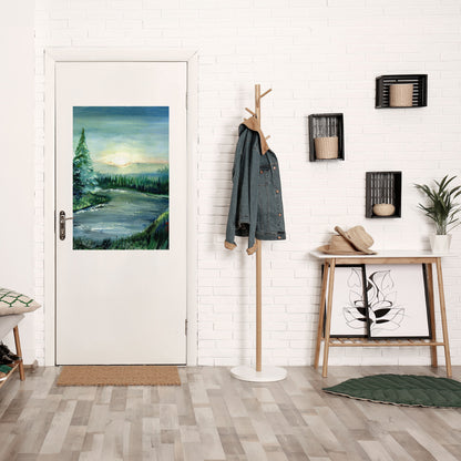 Poster verticale staccabile e attaccabile TRAMONTO NELLA FORESTA