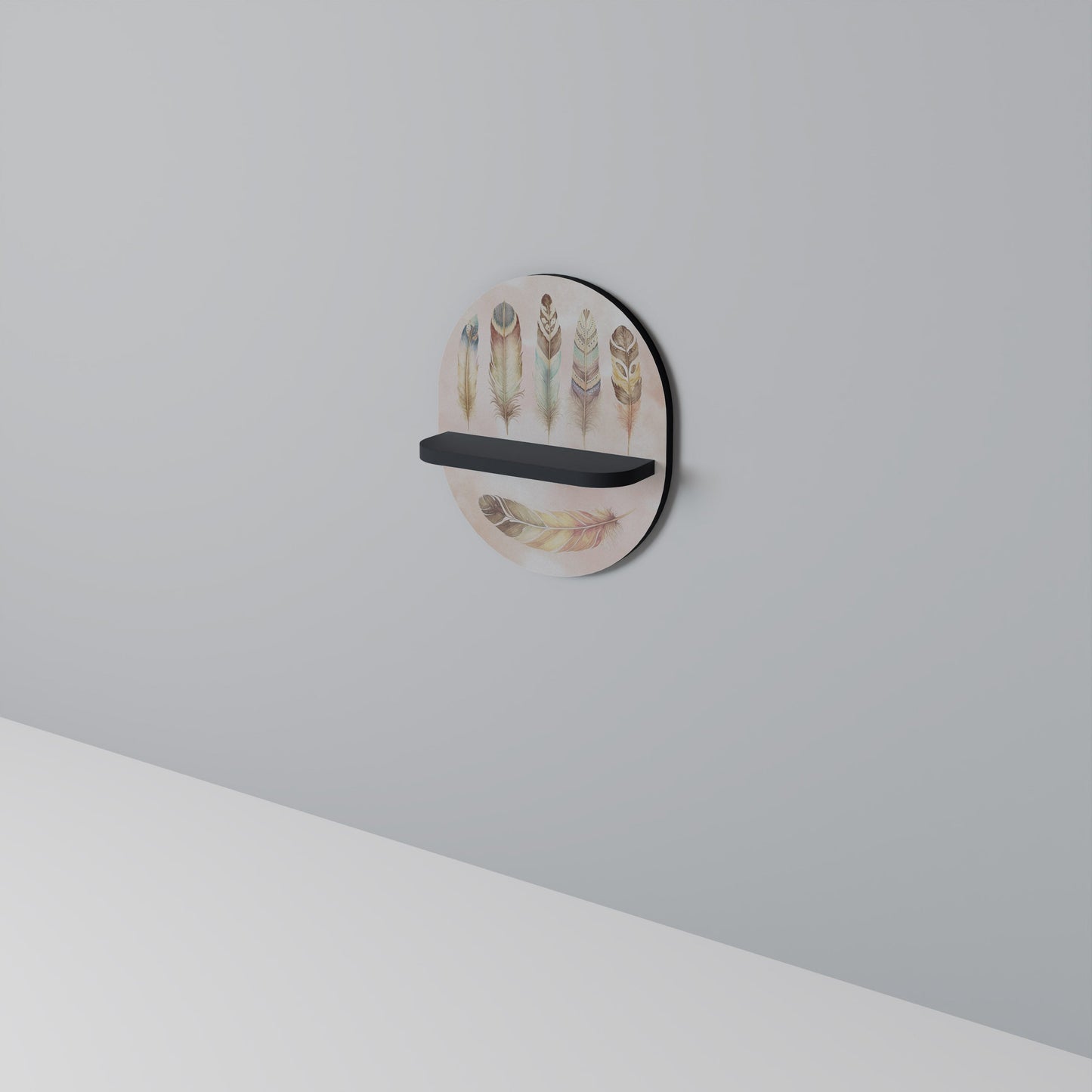 THE DELIQUESCE Oval Art Shelf In Black Finish