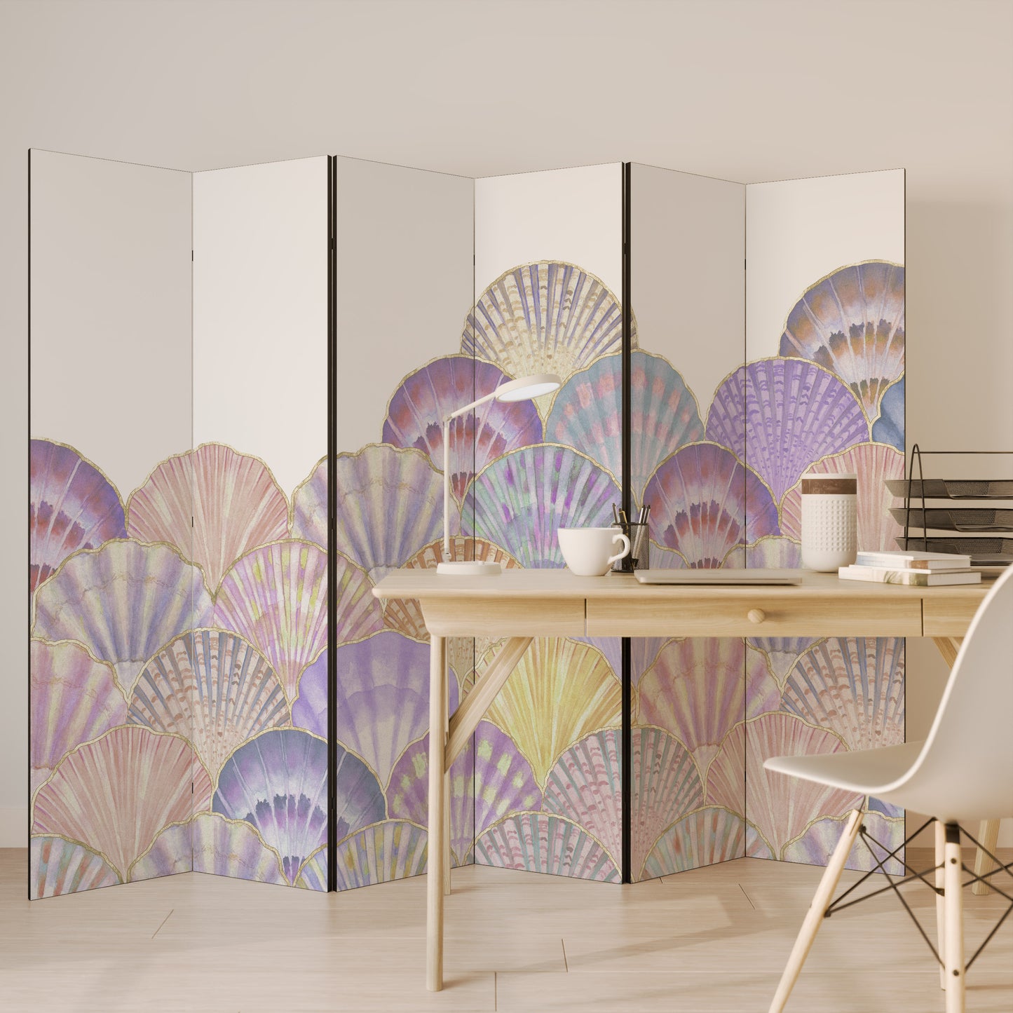 PASTEL OCEAN DREAMS Divisorio decorativo per ambienti a 6 pannelli