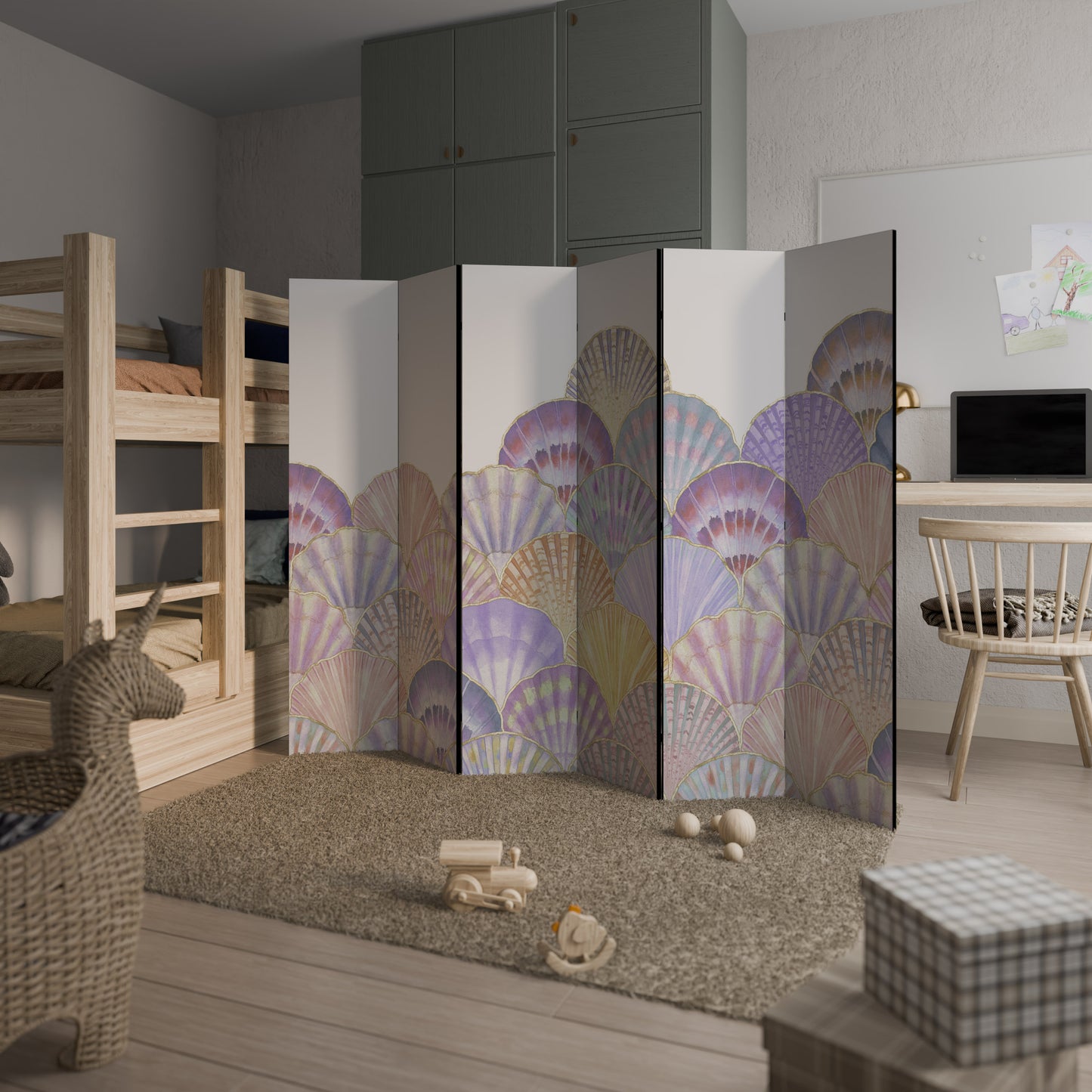PASTEL OCEAN DREAMS Divisorio decorativo per ambienti a 6 pannelli