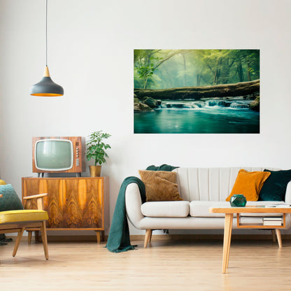 Poster orizzontale staccabile e attaccabile DREAMY WATERFALL GLIMMER