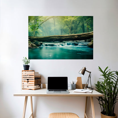 Poster orizzontale staccabile e attaccabile DREAMY WATERFALL GLIMMER