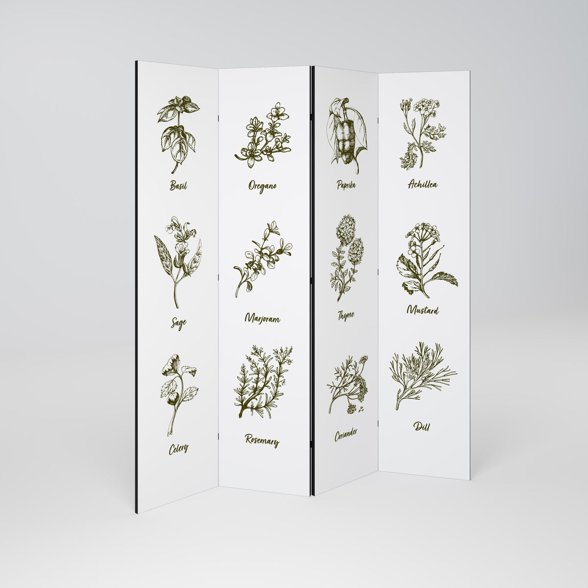 HERBAL FINESSE - ENG Paravento Decorativo a 4 Pannelli