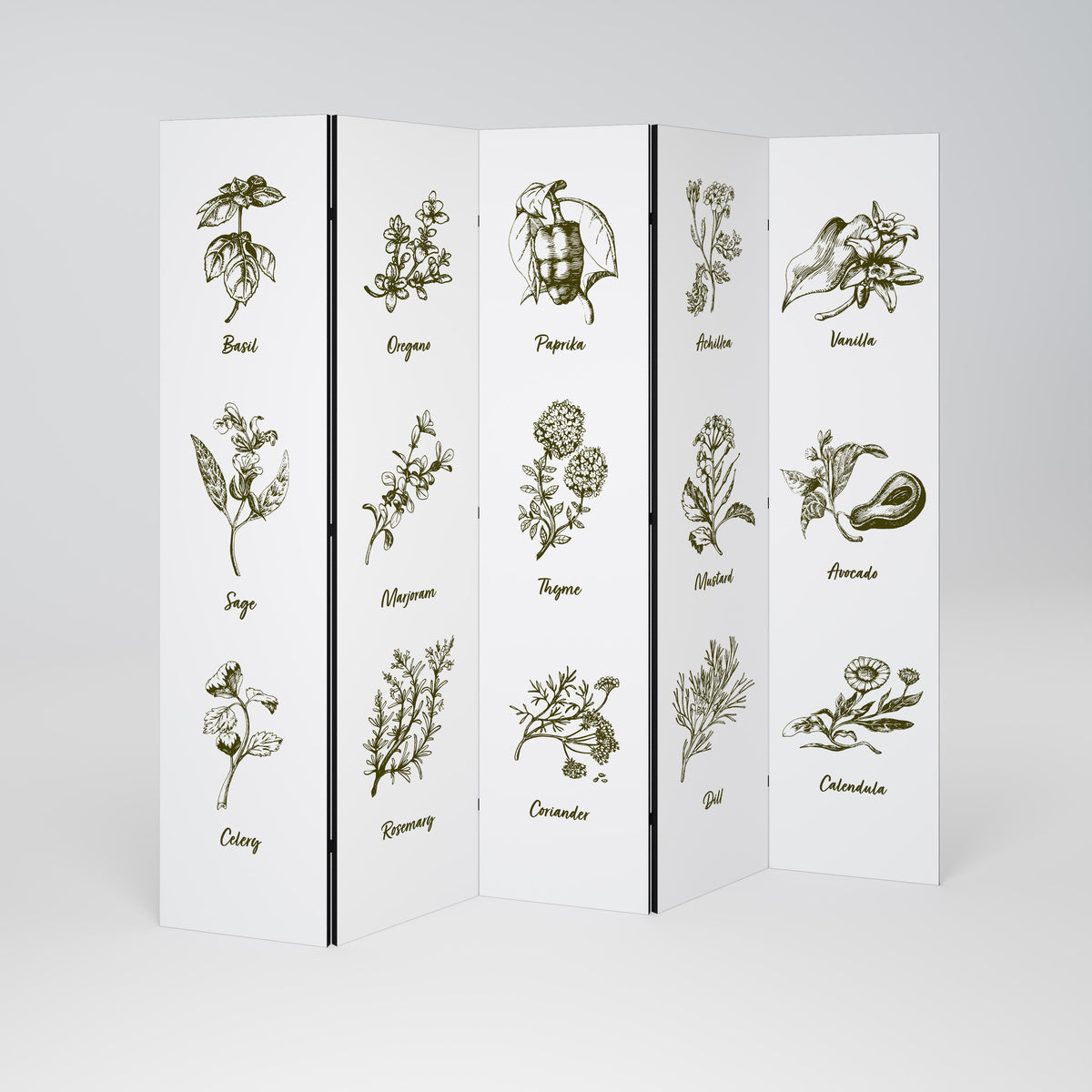 HERBAL FINESSE - ENG Decorative 5-Panel Room Divider