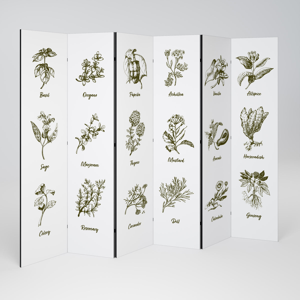 HERBAL FINESSE - ENG Paravento Decorativo a 6 Pannelli