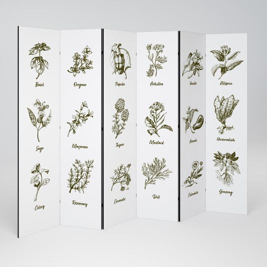 HERBAL FINESSE - ENG Divisorio decorativo per ambienti a 6 pannelli