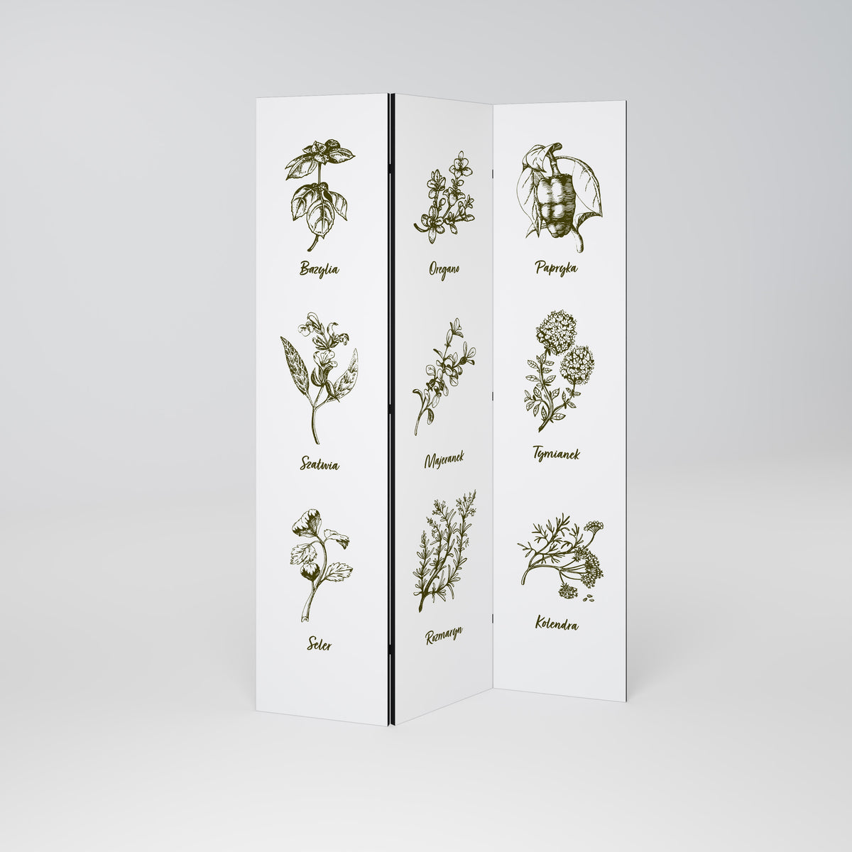 WHISPERS OF WILD HERBS Paravento Decorativo a 3 Pannelli