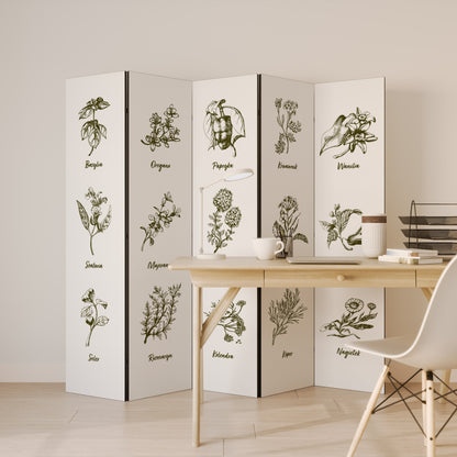 WHISPERS OF WILD HERBS - Divisorio decorativo per ambienti a 5 pannelli