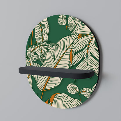 VERDANT PLEASURES Oval Art Shelf In Black Finish