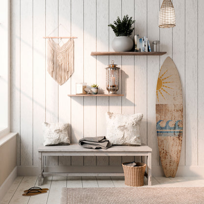 SUN-KISSED WAVES Tavola da surf decorativa in compensato