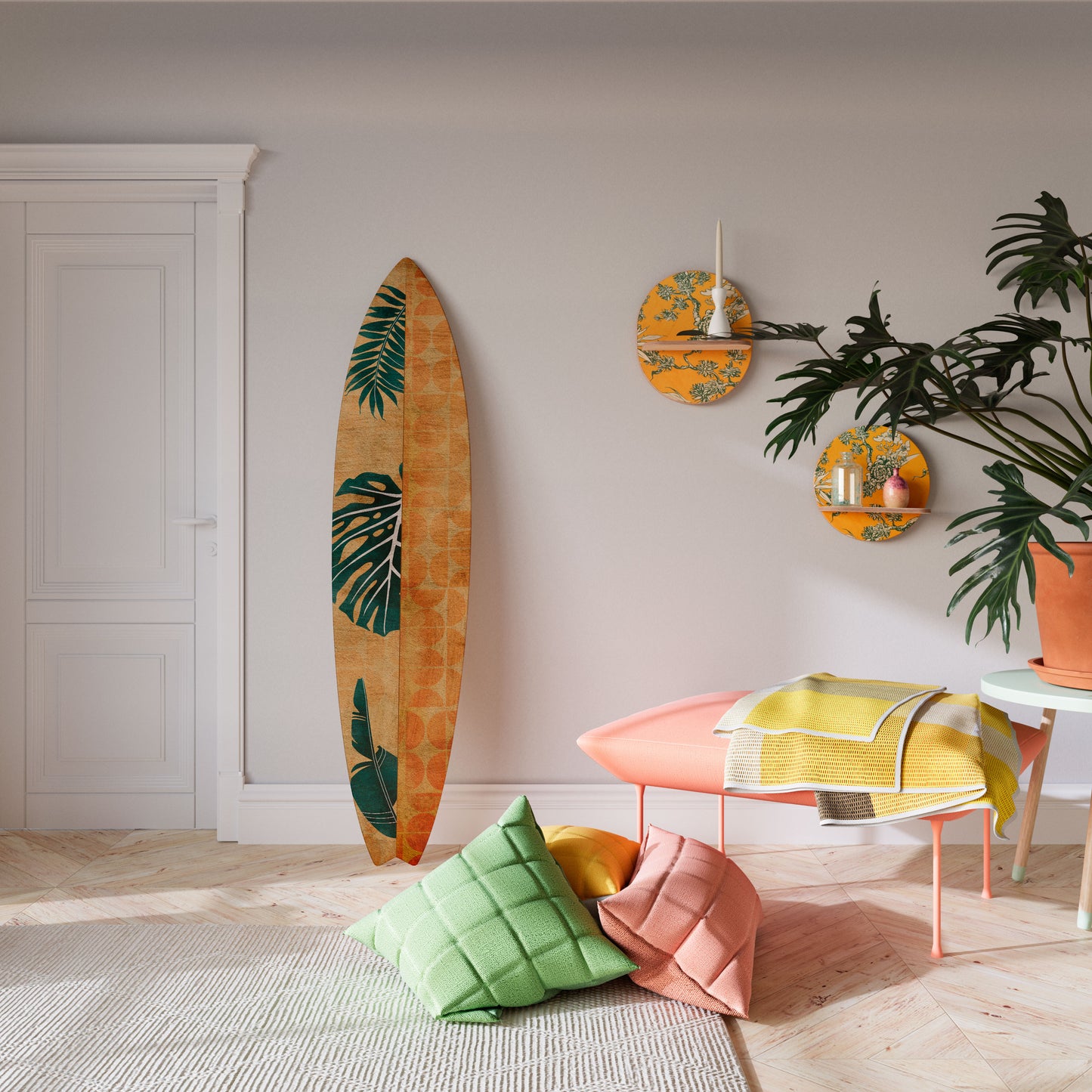 PALM LEAF SURFBOARD Decorative Plywood Surfboard