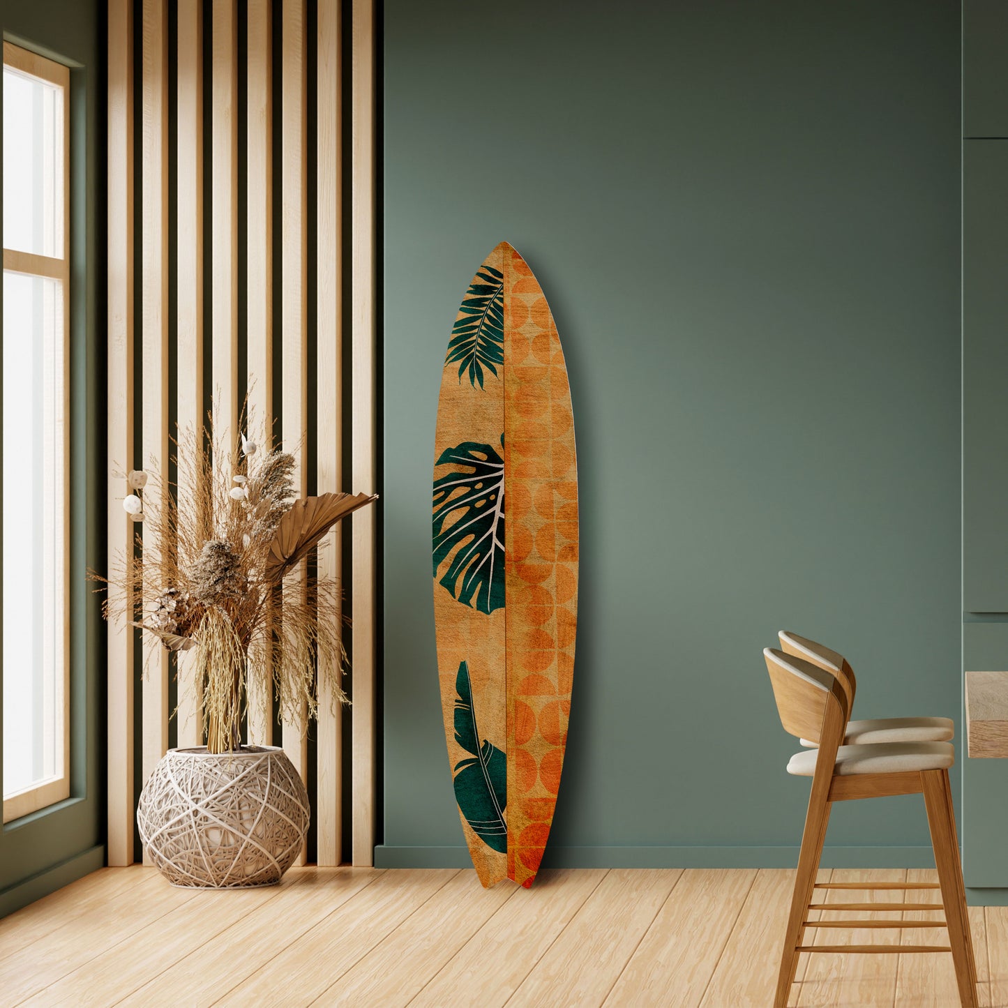 PALM LEAF SURFBOARD Decorative Plywood Surfboard