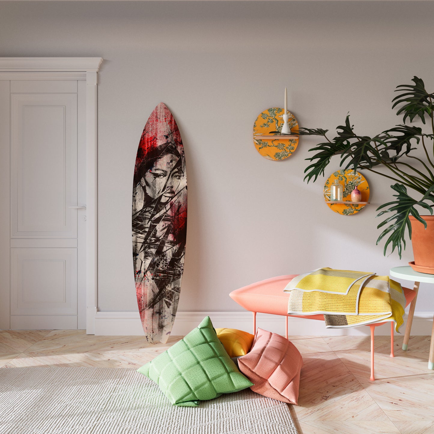 CRIMSON ECHO Decorative Plywood Surfboard