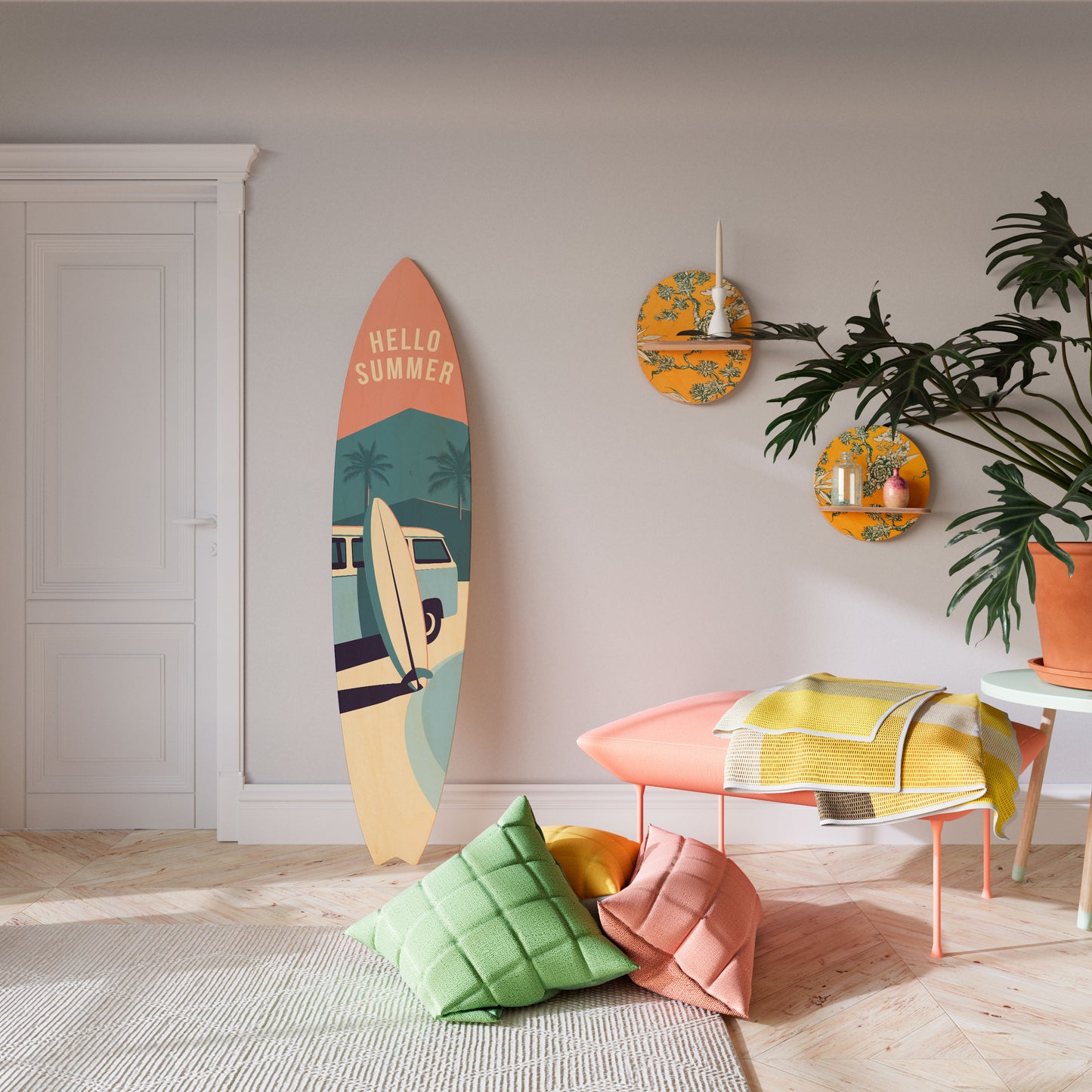 HELLO SUMMER Decorative Plywood Surfboard